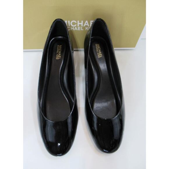 Michael Kors June Flex Mid Pump Block Heel MK Logo Black Patent Size 7.5 - Picture 4 of 10